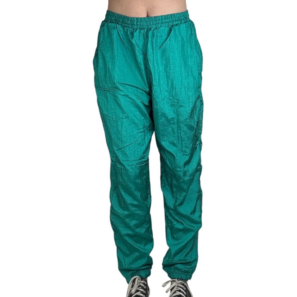 Vintage 90s Green Windbreaker Nylon Track Pants